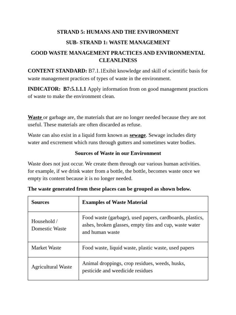 Waste Management Notes | PDF | Waste | Waste Management