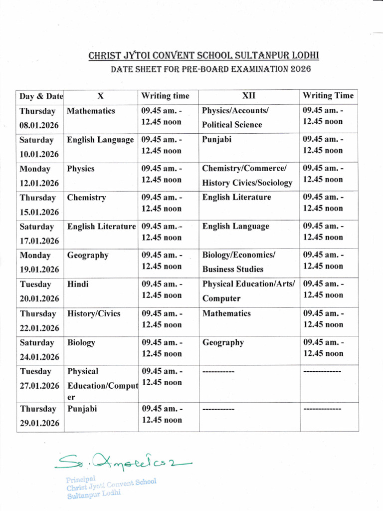 2026 Exam Schedule for Students | PDF