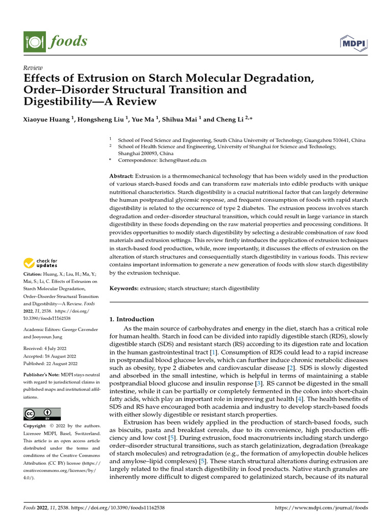 foods-11-02538 | PDF | Starch | Extrusion