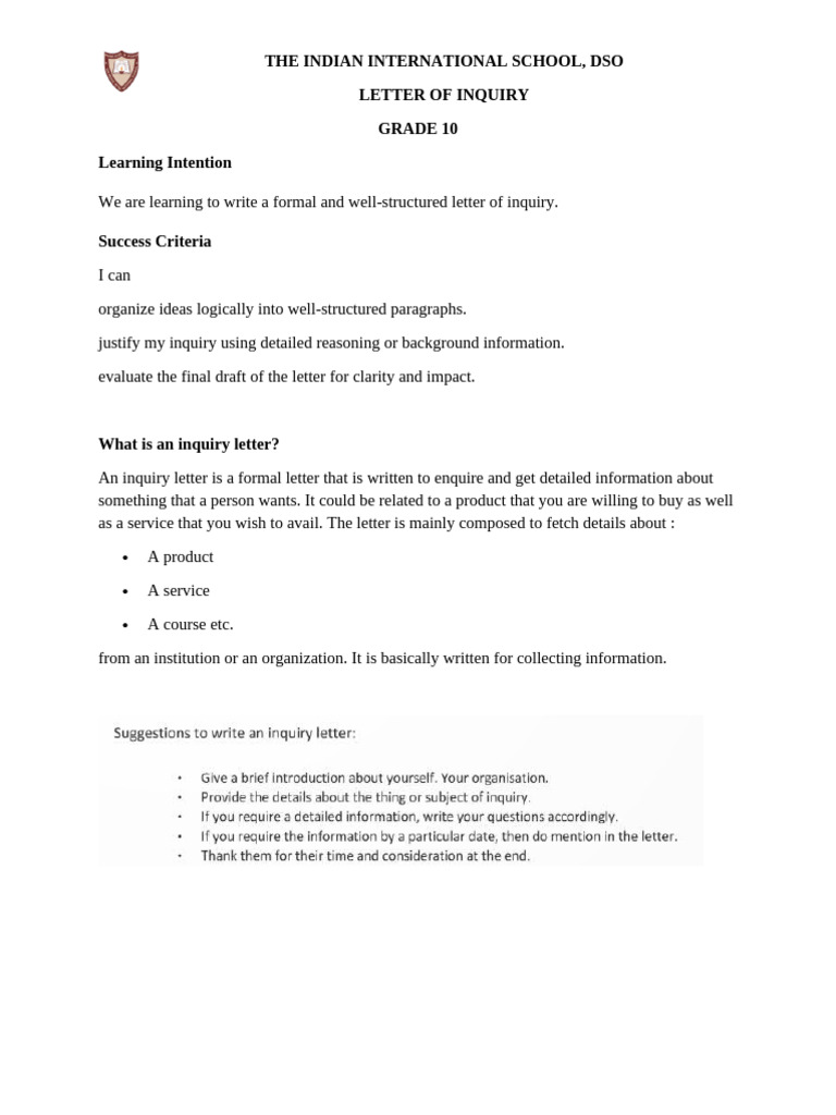 Letter of Inquiry | PDF