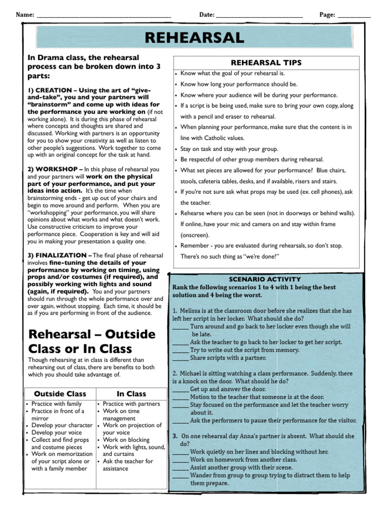 Drama Rehearsal Process Guide | PDF