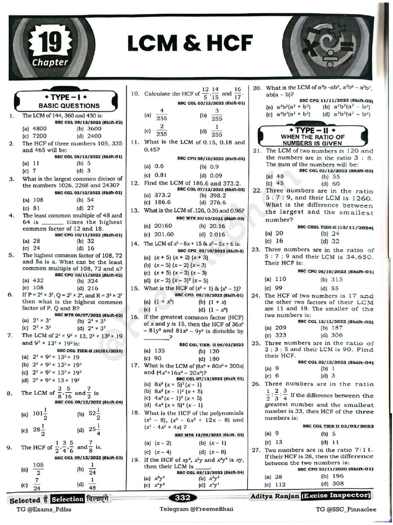 SSC Maths LCM & HCF | PDF
