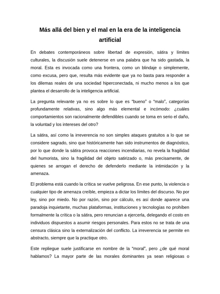 Más Allá Del Bien y El Mal en La Era de La Inteligencia Artificial ...