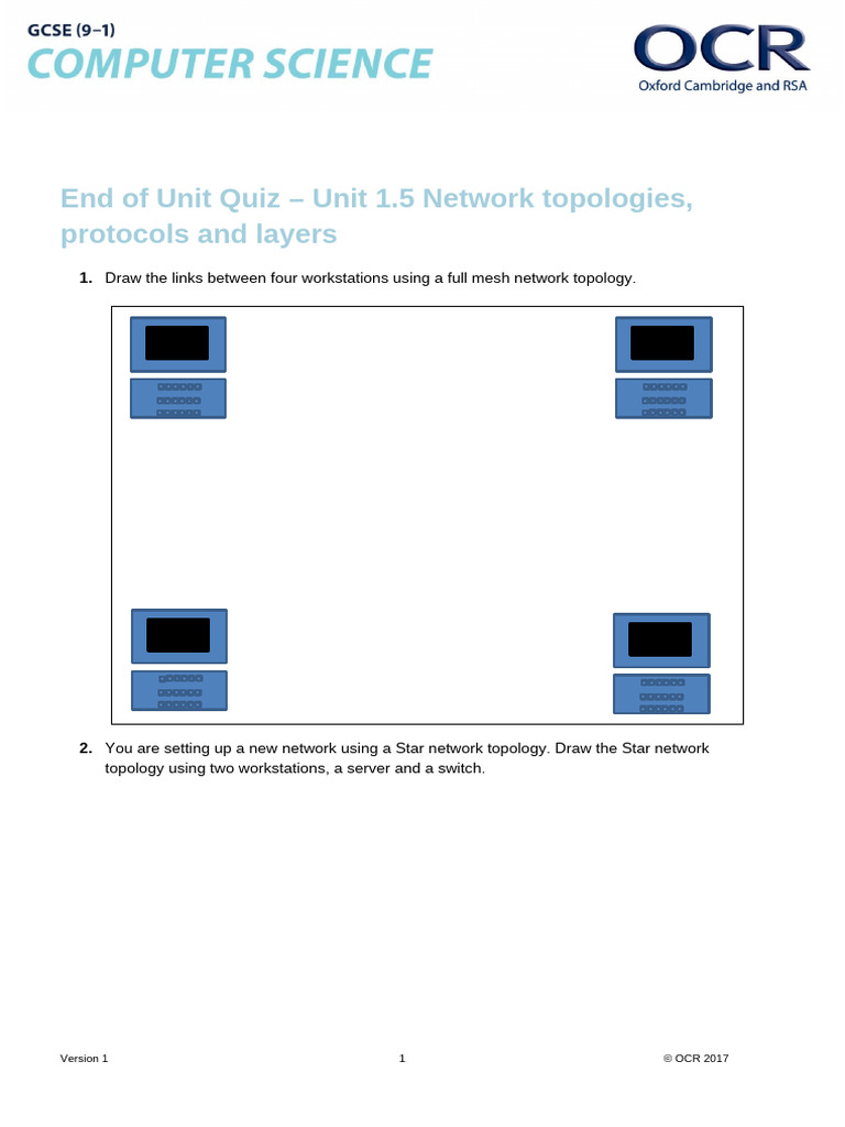 1.5 Network Topologies Protocols and Layers End of Unit Quiz Lesson ...