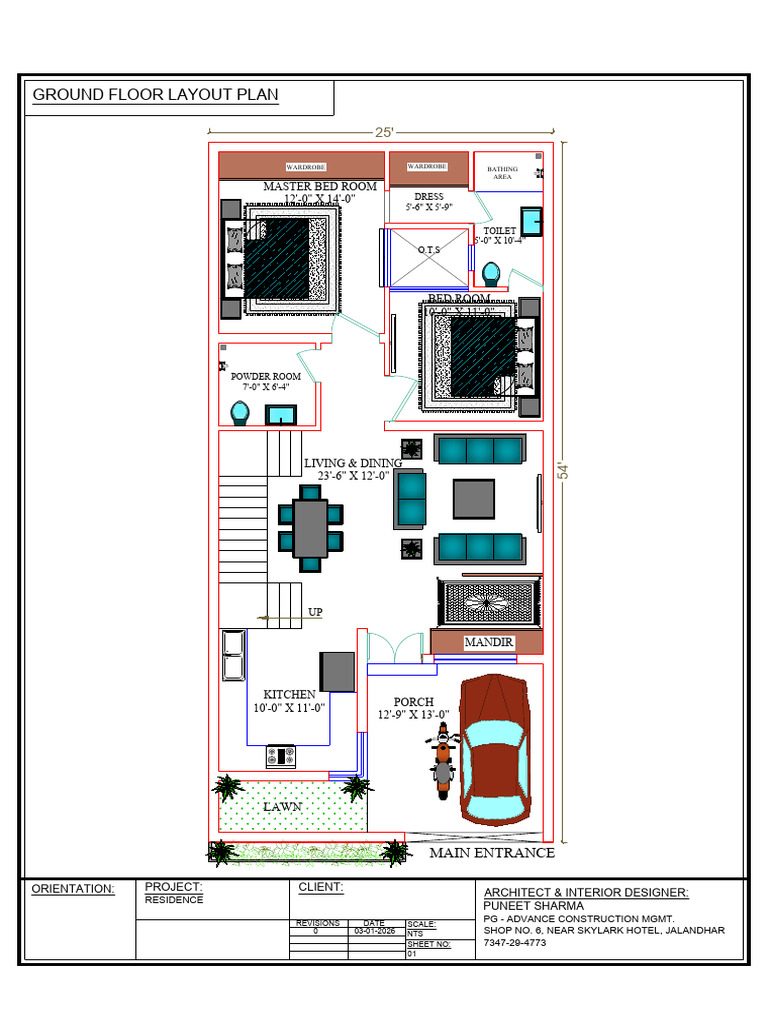 Ground Floor Layout Plan for Residence | PDF