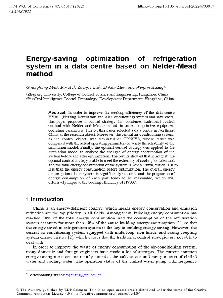 Energy Optimization for Data Centre HVAC | PDF | Energy Conservation ...