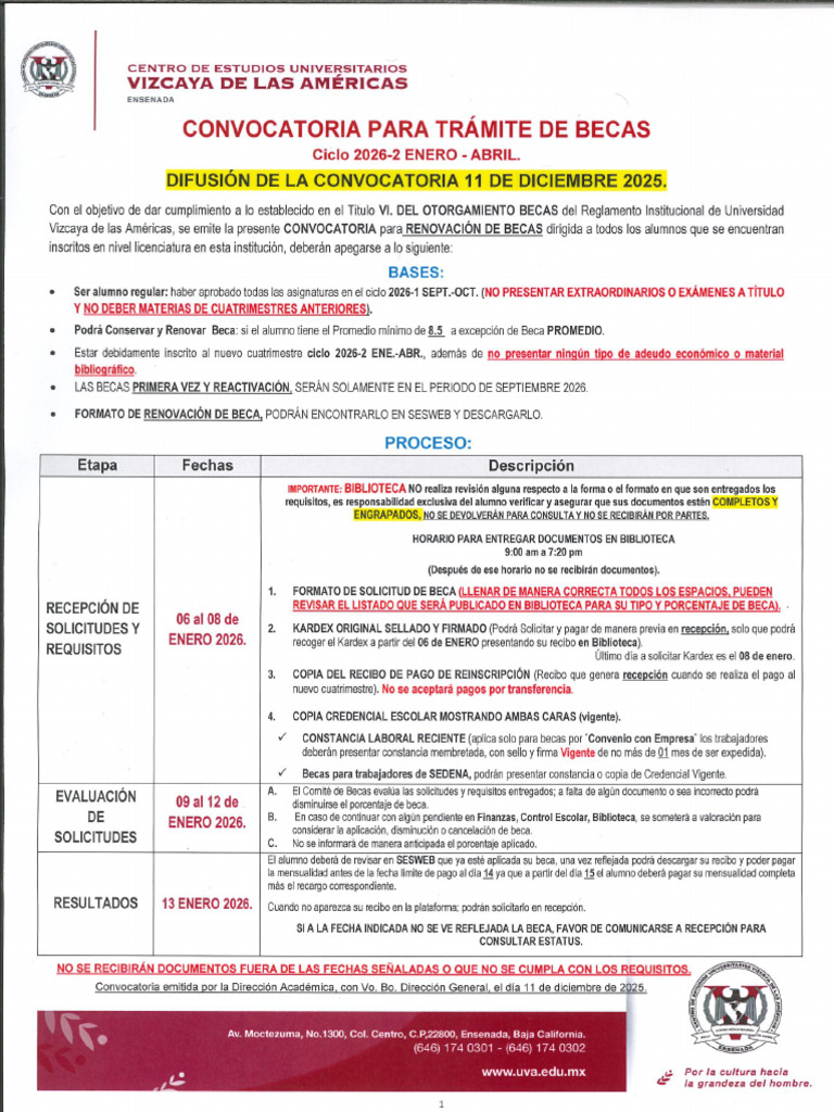 Convocatoria Becas 2026-2 | PDF