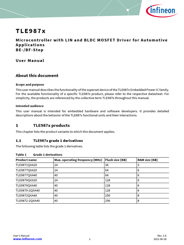 TLE987x Microcontroller User Manual | PDF | Computer Engineering ...