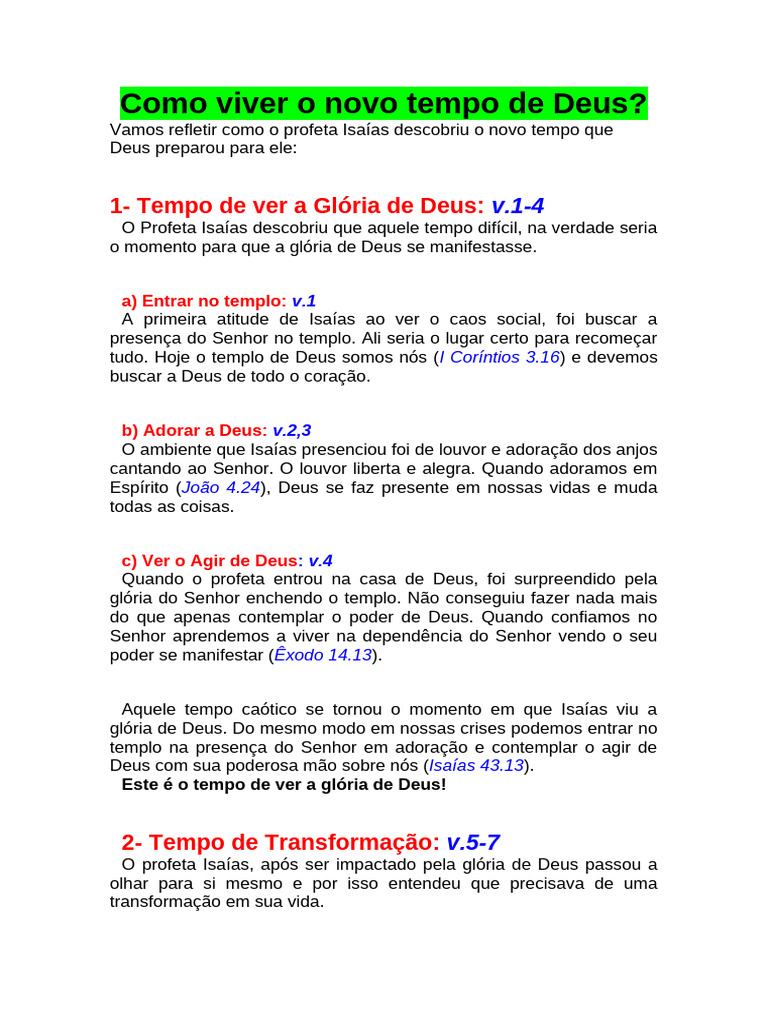 Novo Tempo de Deus: Transformação e Chamado | PDF | Jesus | Deus