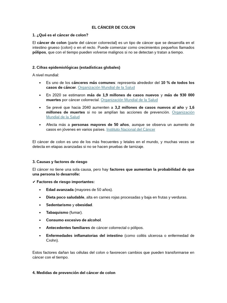 El Cancer de Colon | PDF