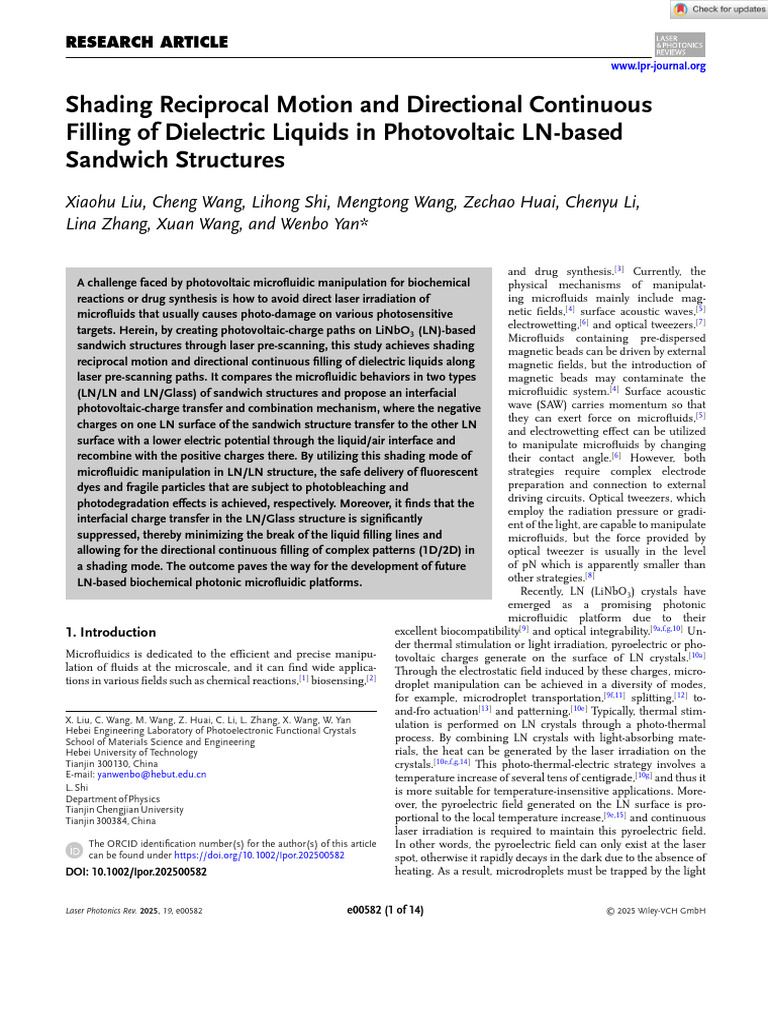 Photovoltaic Liquid Manipulation in LN Structures | PDF | Microfluidics ...
