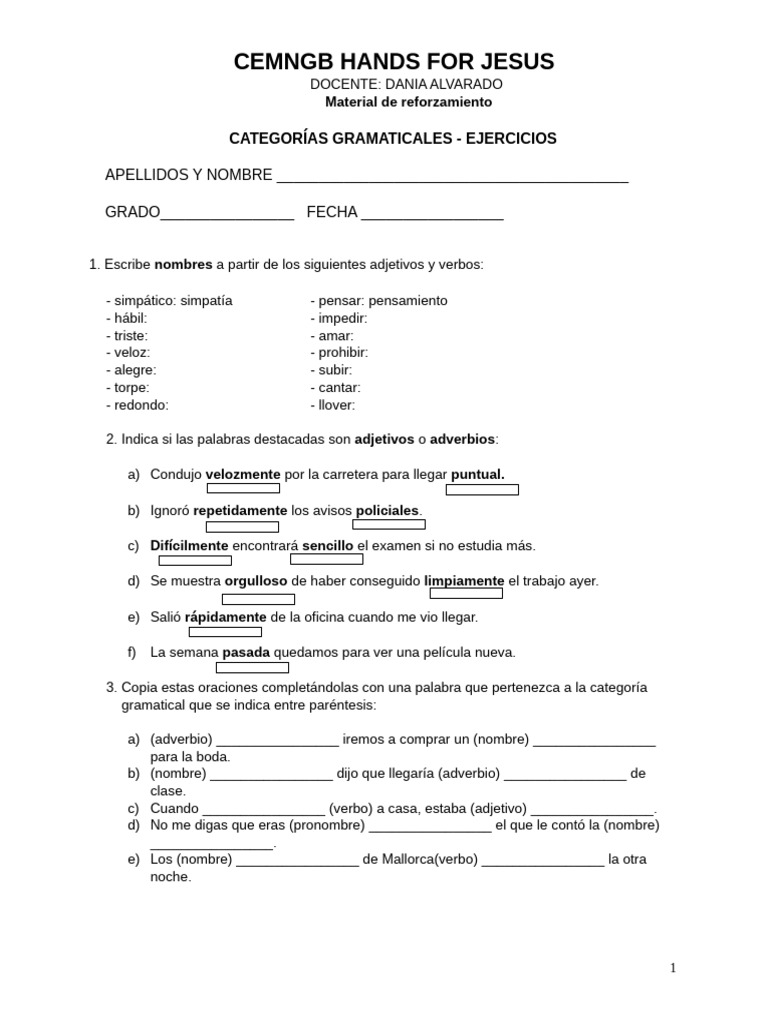 Ejercicios de Gramática y Ortografía | PDF | Voz humana | Fonética
