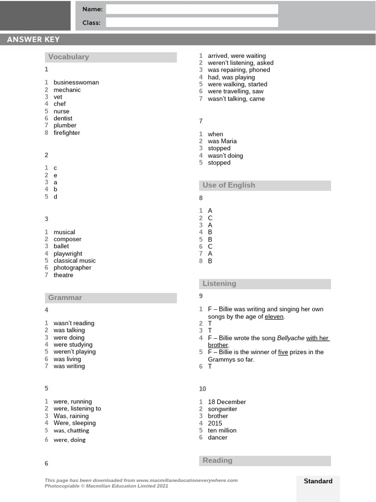 Unit 5 Standard Test Overview | PDF