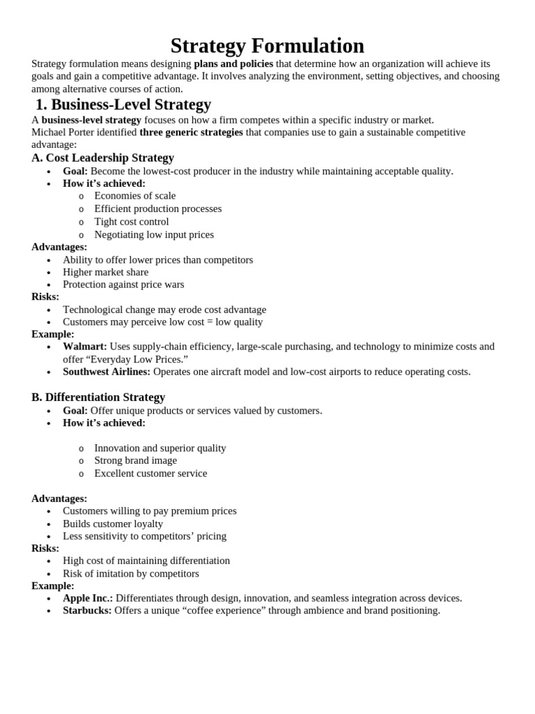 Comprehensive Guide to Strategy Formulation | PDF | Strategic ...