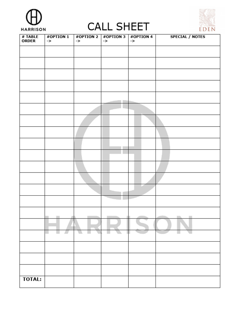 Call Sheet | PDF