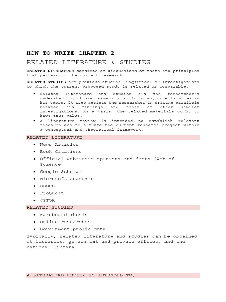 Writing Chapter 2: Literature Review Guide | PDF | Citation | Science