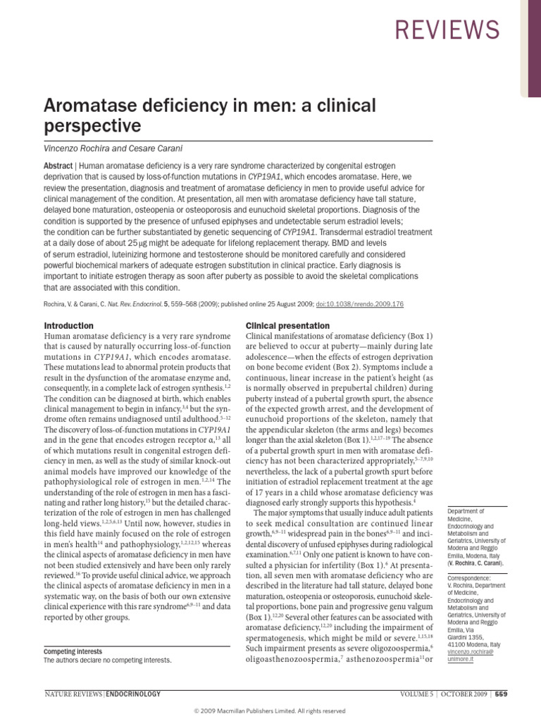 Aromatase Deficiency in Men: Overview | PDF | Estrogen | Puberty
