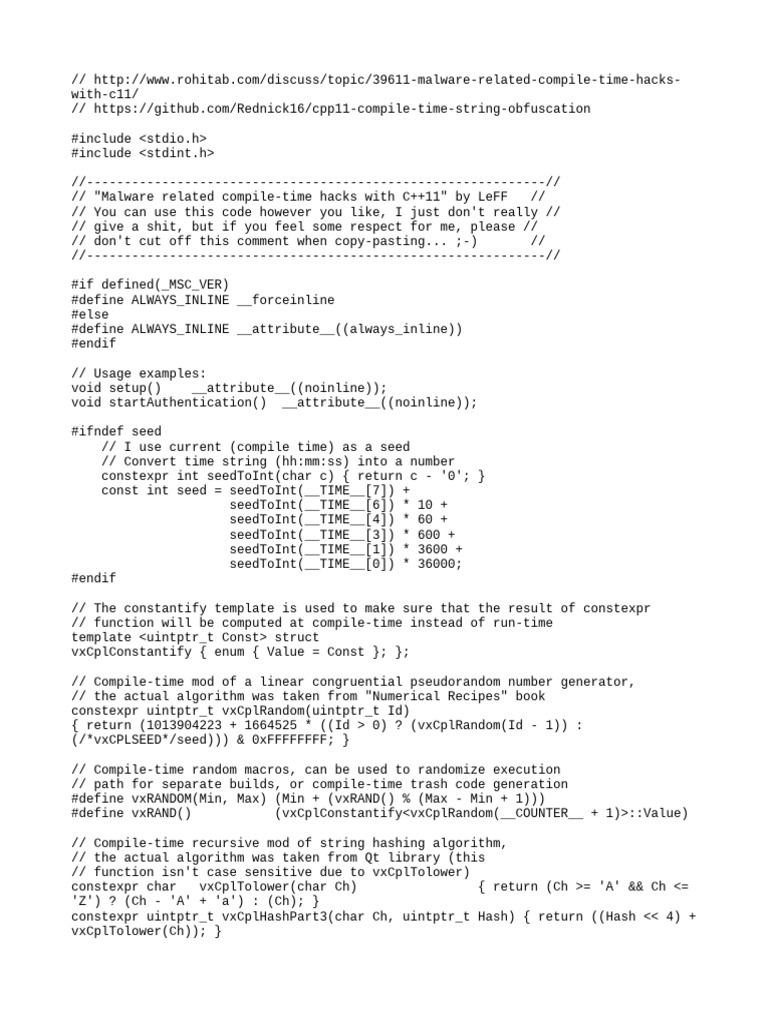 C++11 Compile-Time Malware Hacks | PDF | Computer Programming ...