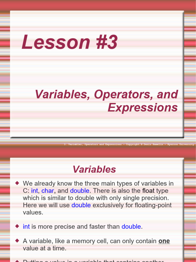 C Programming: Variables and Operators | PDF | Pointer (Computer ...