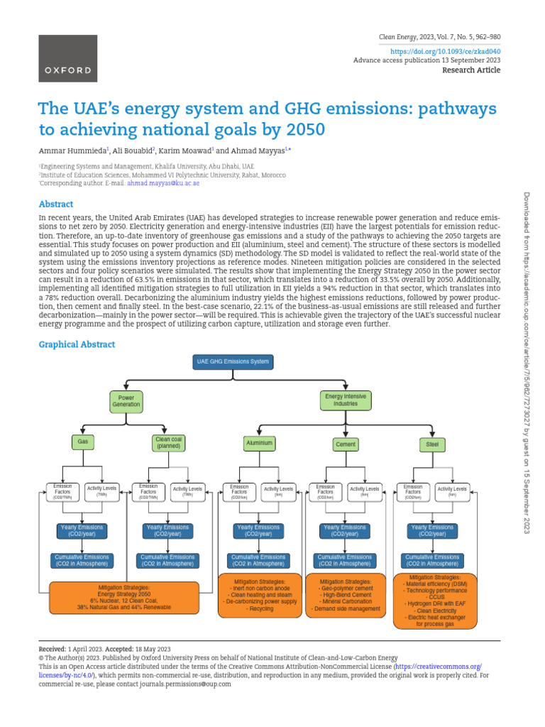 UAE GHG Emissions Reduction Pathways | PDF | Climate Change Mitigation ...