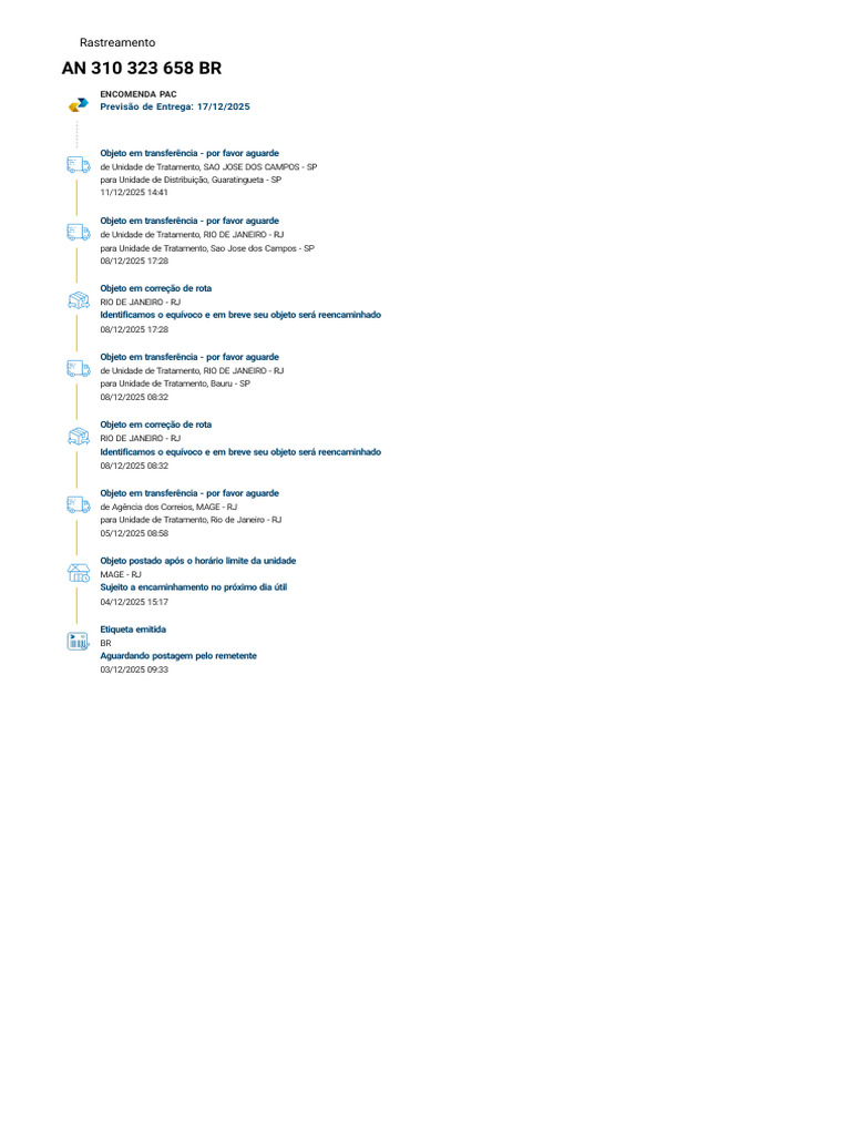 Rastreamento de Encomenda PAC BR | PDF