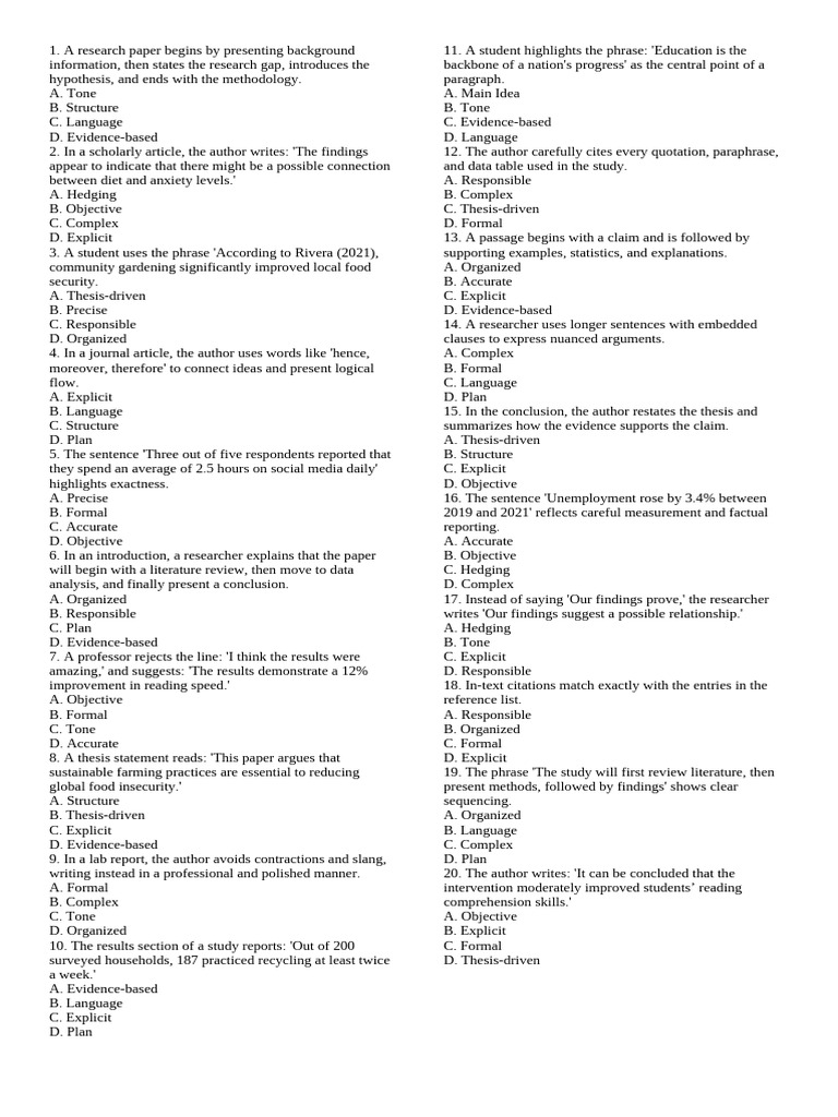 Research Paper Structure and Elements | PDF | Sentence (Linguistics ...