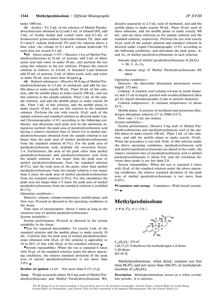 Methylprednisolone 1364 | PDF | Absorption Spectroscopy | Chromatography