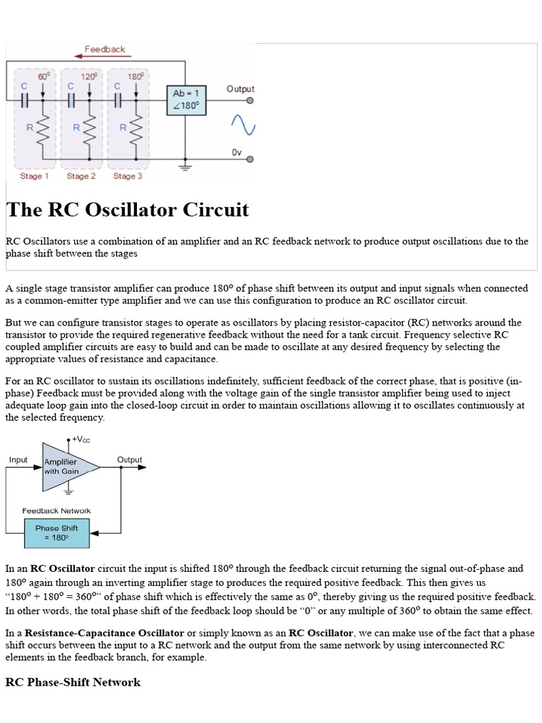 Understanding RC Oscillator Circuits | PDF | Electronic Oscillator ...