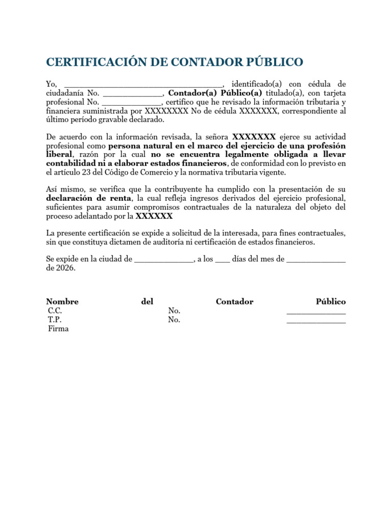 Certificación de Contador Público | PDF