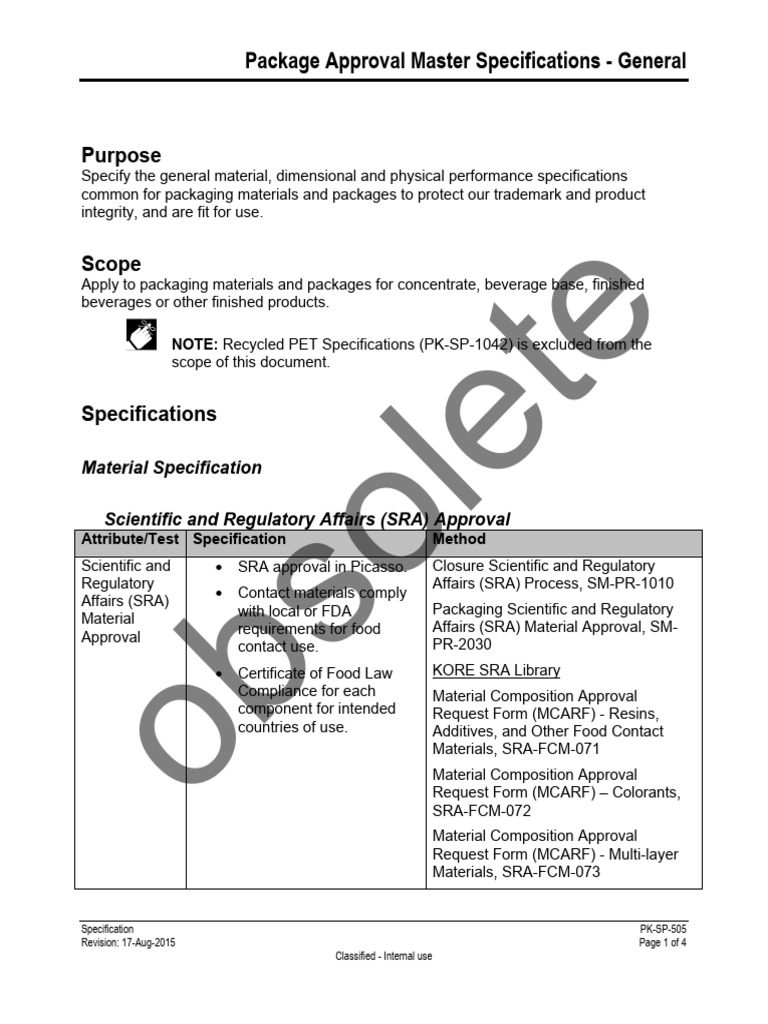 General Packaging Approval Specifications | PDF | Specification ...