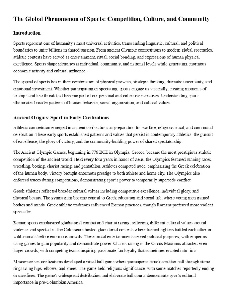 The Global Impact of Sports Culture | PDF | Doping In Sport | Sports