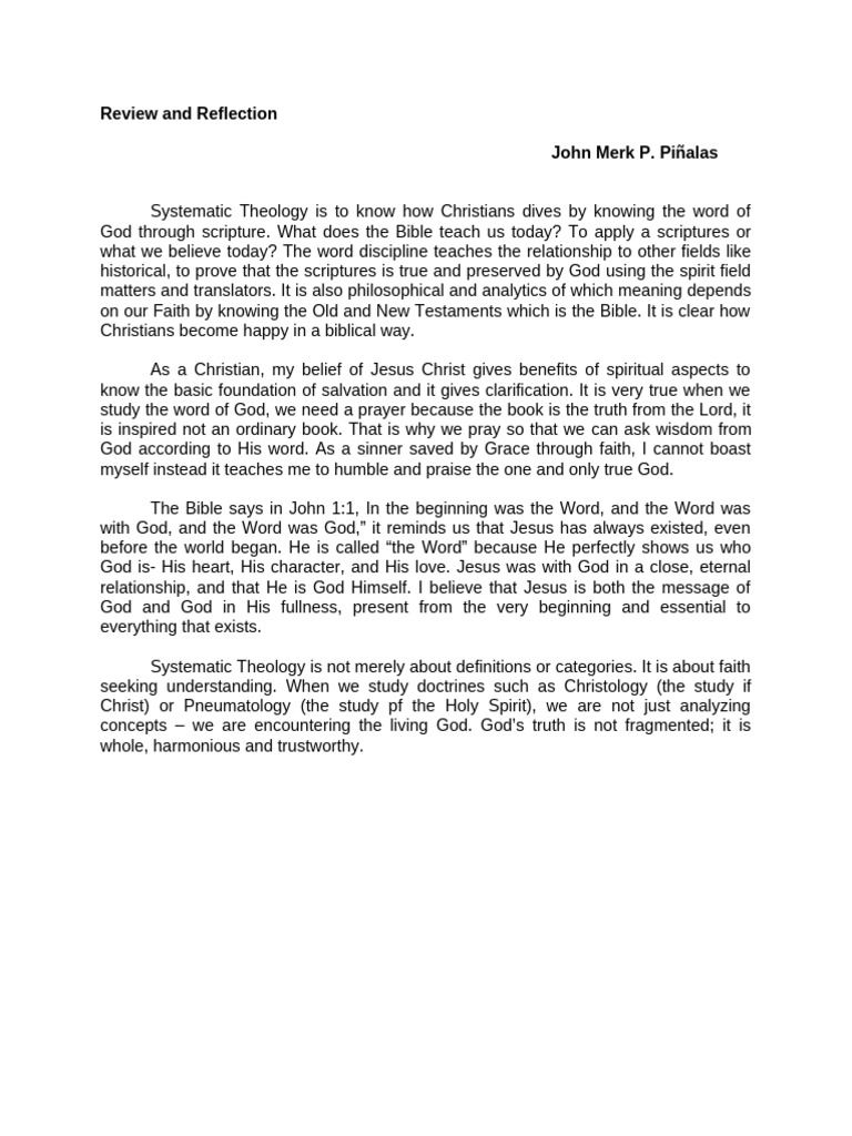 Understanding Systematic Theology Basics | PDF