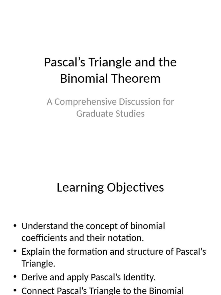 Pascals Triangle and Binomial Theorem Masters | PDF | Mathematics | Algebra