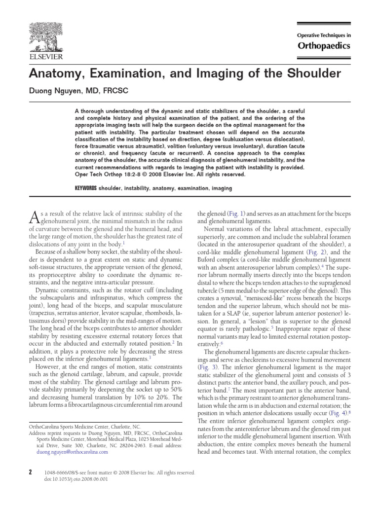 Anatomy, Examination, and Imaging of The Shoulder | PDF | Shoulder ...