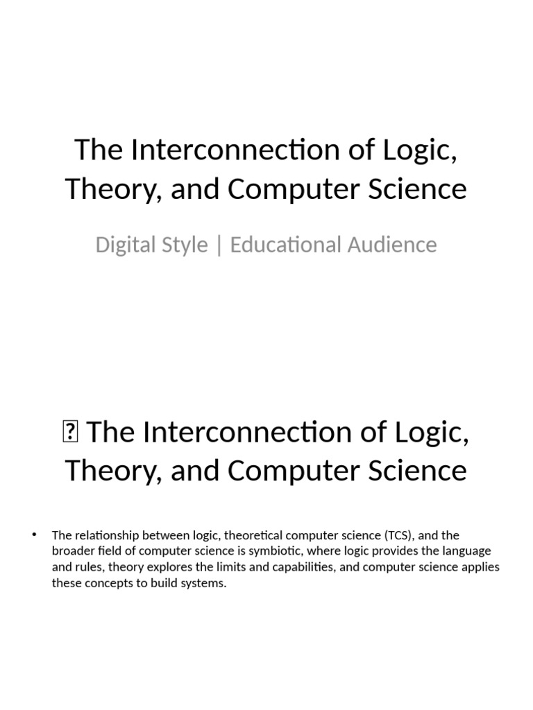 Logic and Computer Science Interconnection | PDF | Mathematical Logic ...