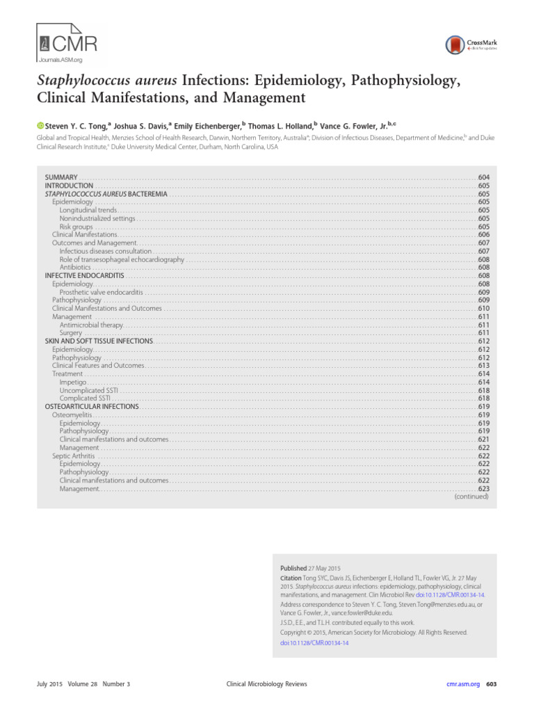 Staphylococcus Aureus Infections Epidemiology Pathophysiology Clinical ...