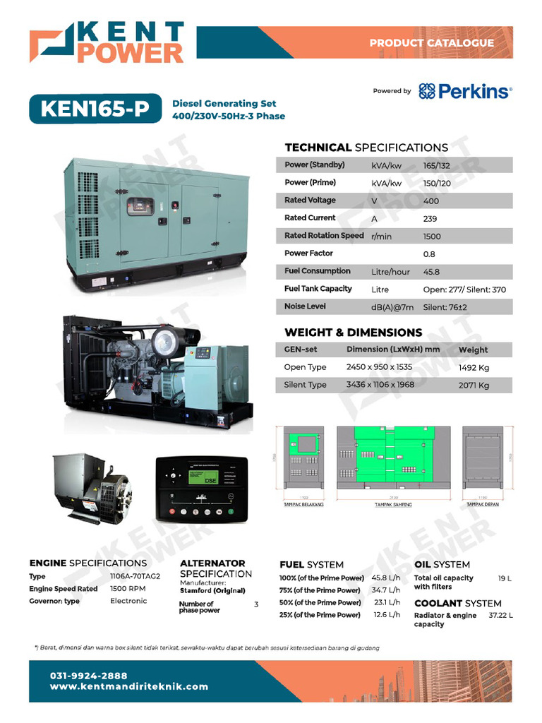 Diesel Generator Set Specifications | PDF