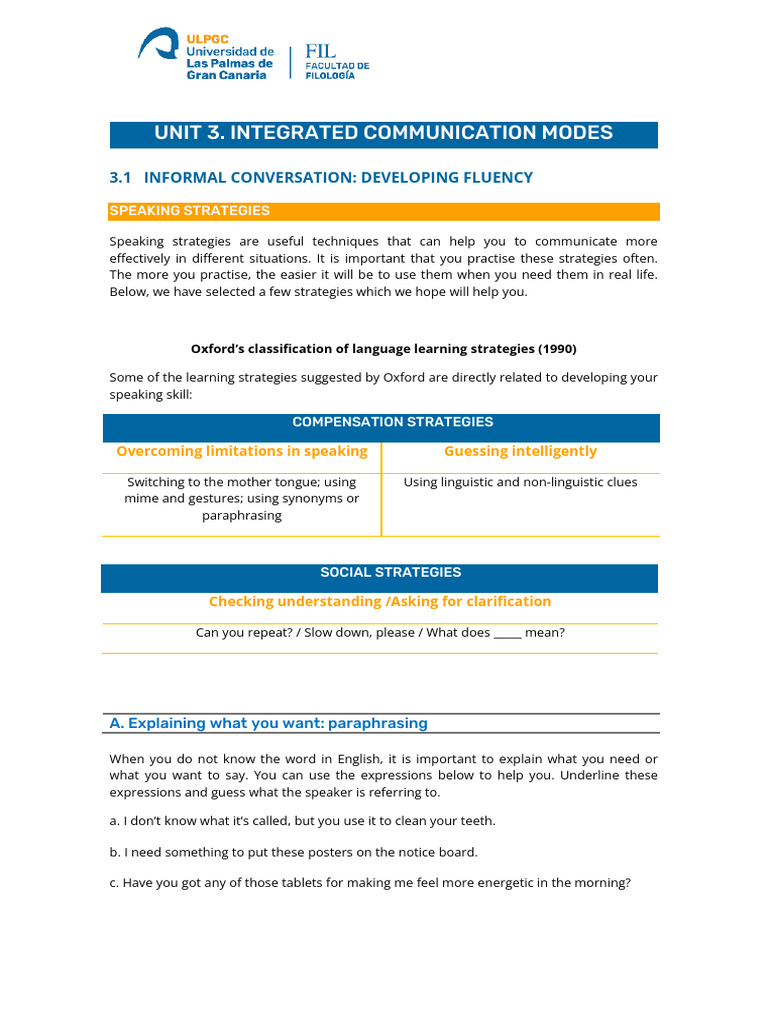 Speaking Strategies for Fluency Development | PDF | Linguistics | Human ...