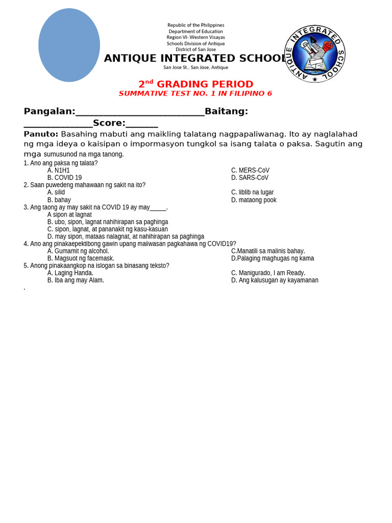 2nd Quarter Summative Test FINAL | PDF