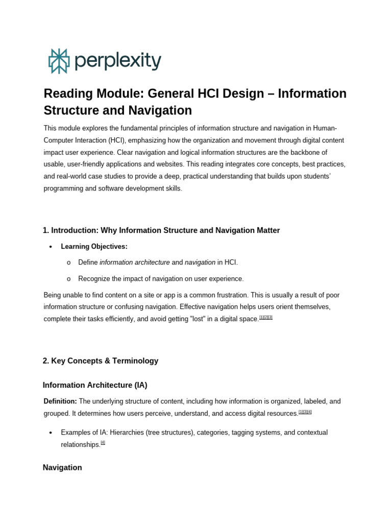 HCI Design: Info Structure & Navigation | PDF | Human–Computer ...