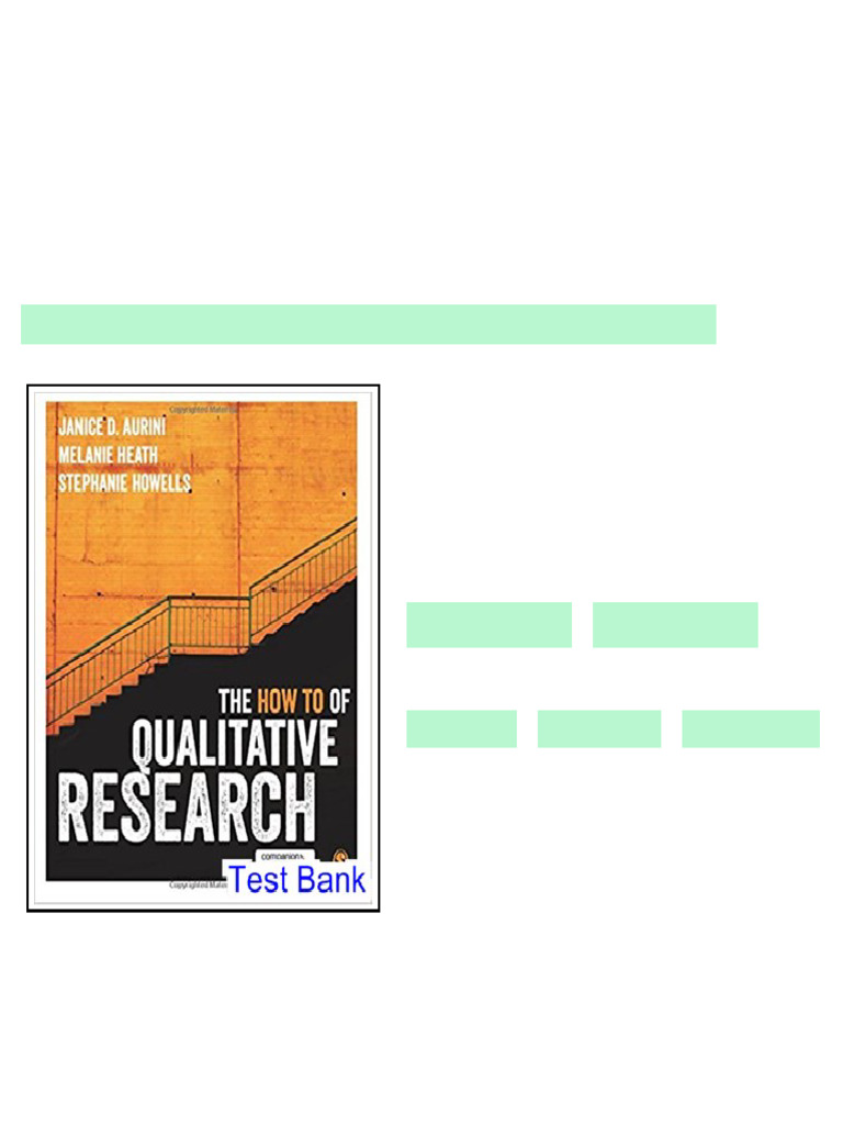 How To of Qualitative Research 1st Edition Aurini Test Bank - test bank and solution manual ...