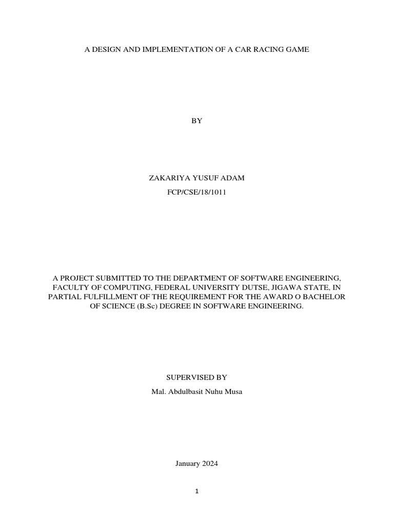 Car Racing Game Design and Implementation | PDF | Web Development ...