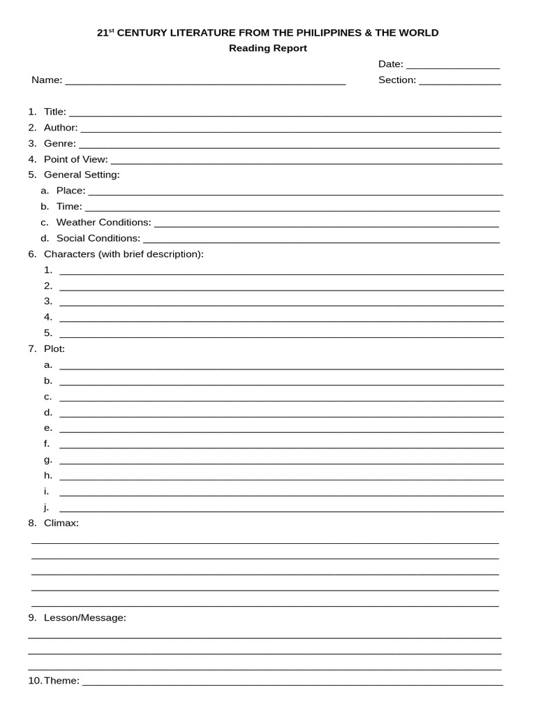 Reading Report Worksheet | PDF | Chess Theory | Chess
