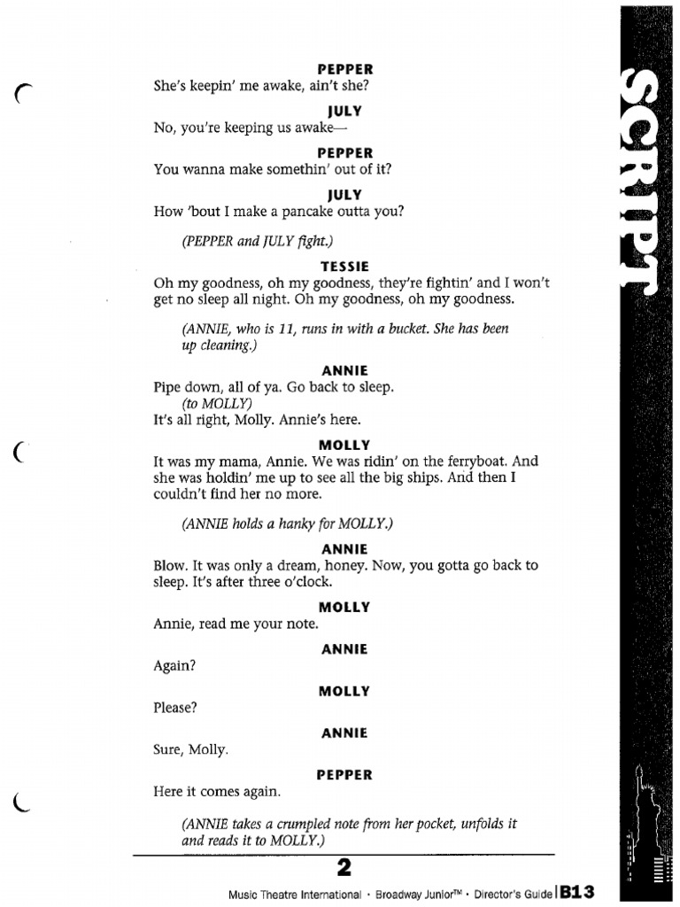Annie Jr Script (Dragged) 2 | PDF