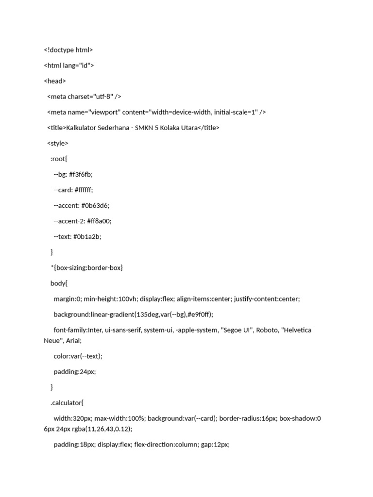 Kalkulator Doctype HTML | PDF | Character Encoding | Text