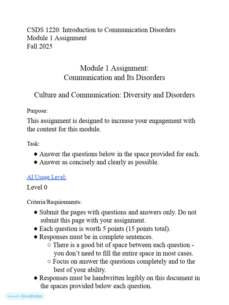 Comm Homework Module 1 | PDF | Communication | Linguistics