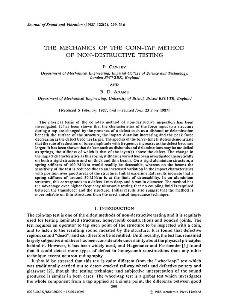 Coin-Tap Method for Non-Destructive Testing | PDF