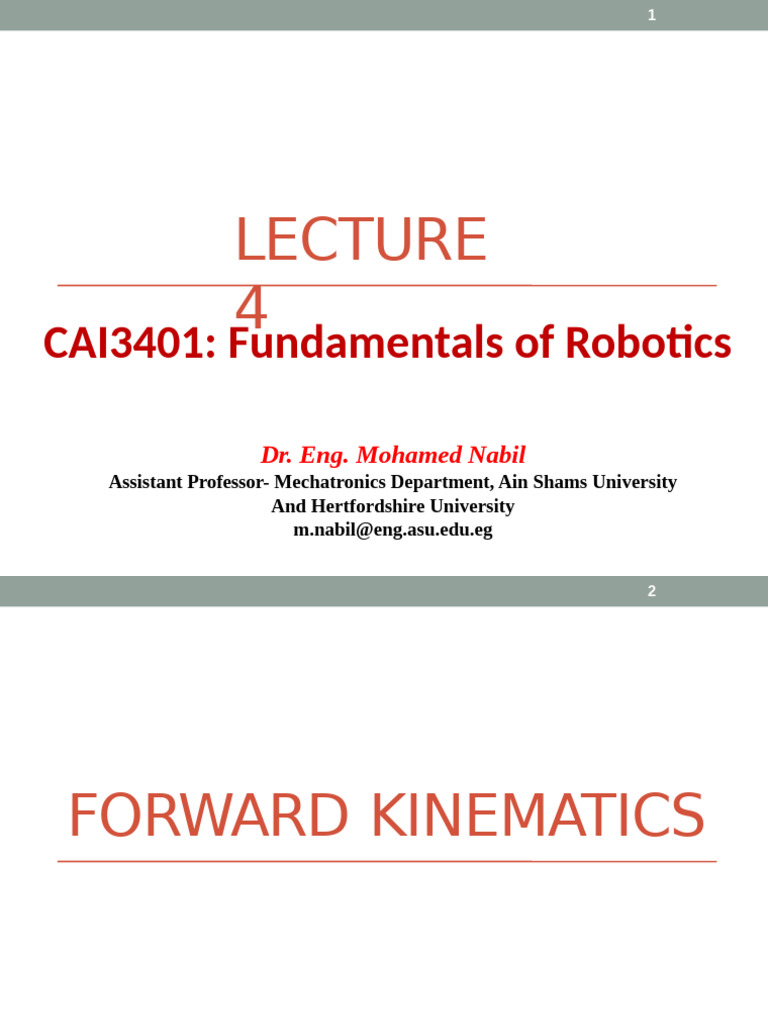 Forward Kinematics in Robotics | PDF | Robotics | Mechanical Engineering