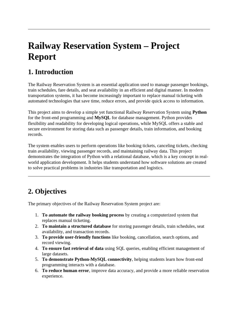 Railway Reservation System | PDF | Databases | My Sql
