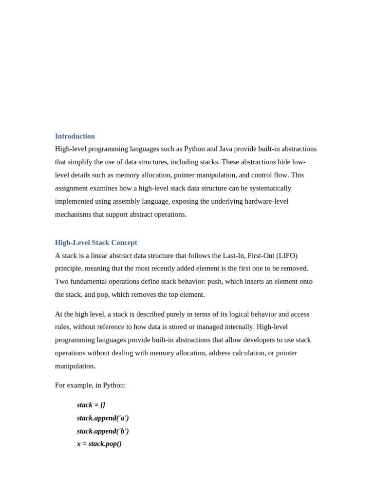 Implementing Stack in Assembly Language | PDF | Assembly Language ...